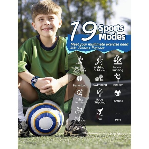 Kids Waterproof Fitness Activity  Heart Rate Sleep Monitor Blue Smart Watch - Picture 3 of 14